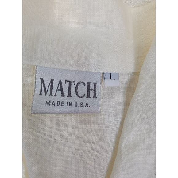 MATCH Brand 100% Linen SET Sz Large Blouse And Pants Ivory Lagenlook Coastal - Picture 6 of 13